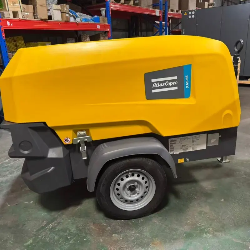 Atlas Copco XAS 88 KD draagbare dieselluchtcompressor constructie mijnbouw origineel